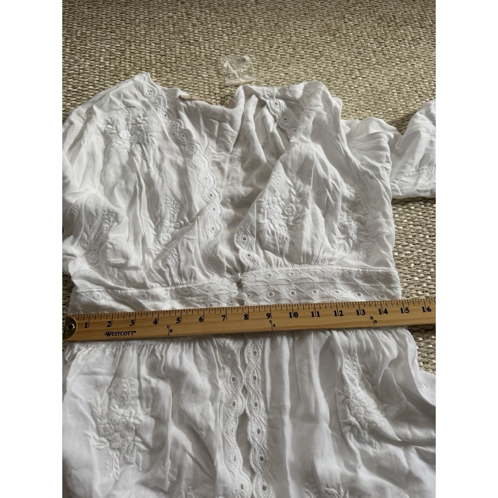 Soft Surroundings Lace Tunic Top Eylet Boho Top M Bell Sleeve Whimsical Fairy M - Picture 10 of 13